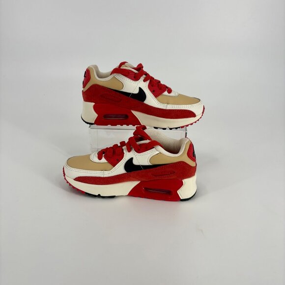 Nike Air Max 90 Kid Shoes Beige/Red Size 12C (CD6867-200)